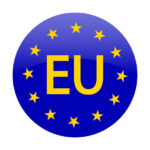 blue european union icon. Official logo. Vector illustration. stock image. EPS 10.